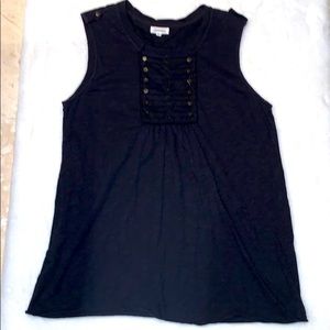 GENERRA Black Embellished Sleeveless Top L EUC